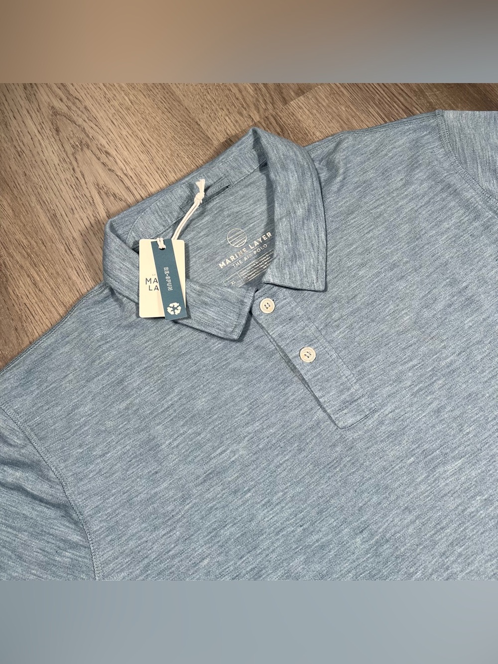 New Marine Layer Air Polo Shirt Mens XL Coronet Blue Lightweight Stretch Comfort